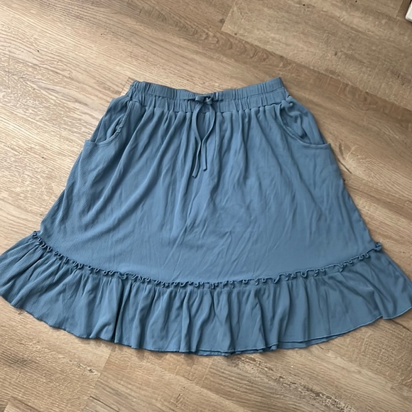 None Dresses & Skirts - 2 for $40 Blue Peplum Mini summer skirt with tie up elastic waistband